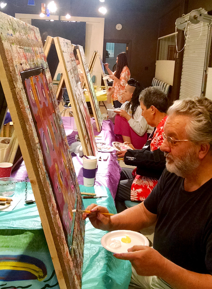 Painters at a process painting workshop