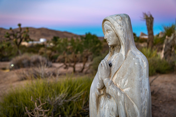 A statue of Mary at the Joshua Tree Retreat Center and Institute of Mentalphysics
