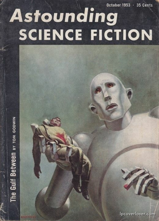 Frank Kelly Freas Illustration of a Robot and dead soldier