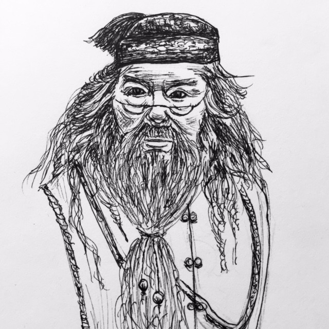 Albus Dumbledore- Fanart Pen and Ink Illustration by Becky MacPherson
