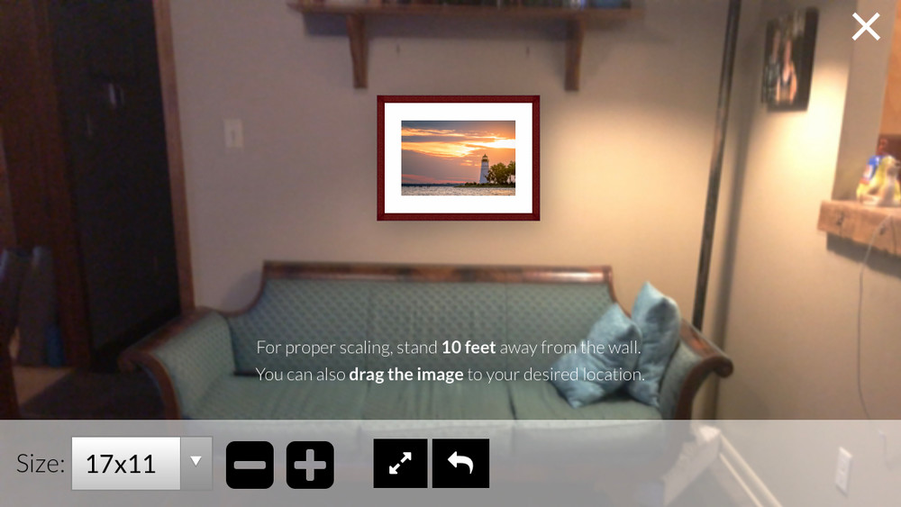 Live Preview Augmented Reality allows you to see prints on the wall of your choice to ensure you purchase the correct prints for your wall spaces.