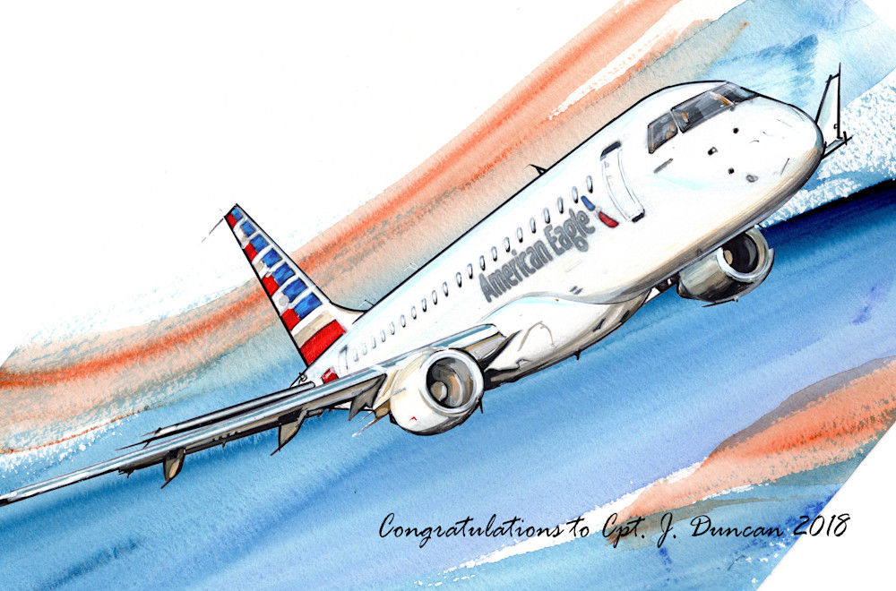 American Eagle Commuter plane commissioned artwork