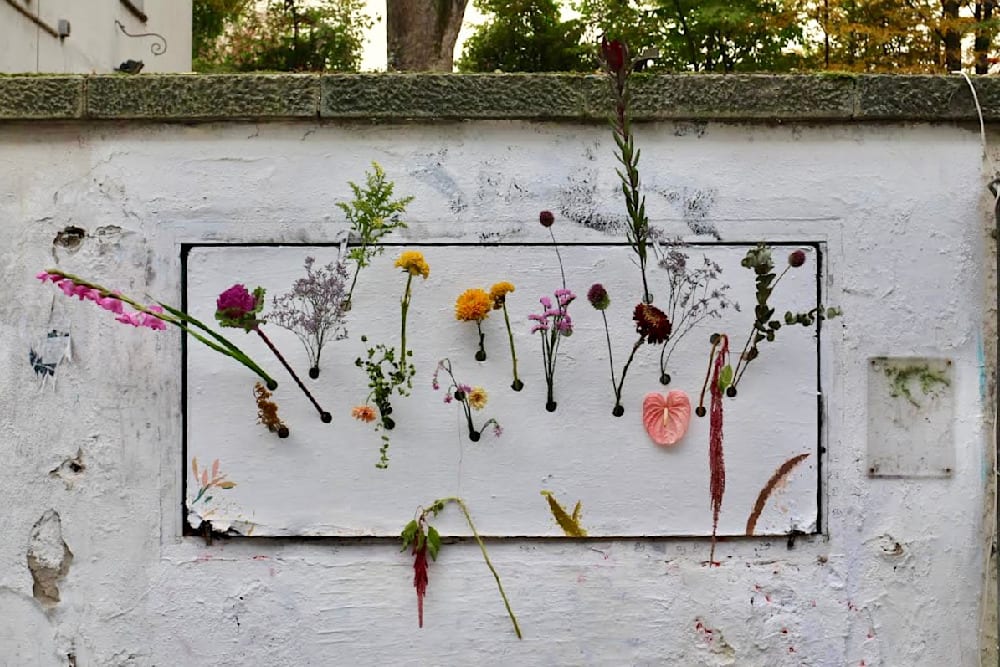 The Last Bloom — Front — Local plants and flowers, wood panel with holes, hand-braided copper wires — Jay Lee
