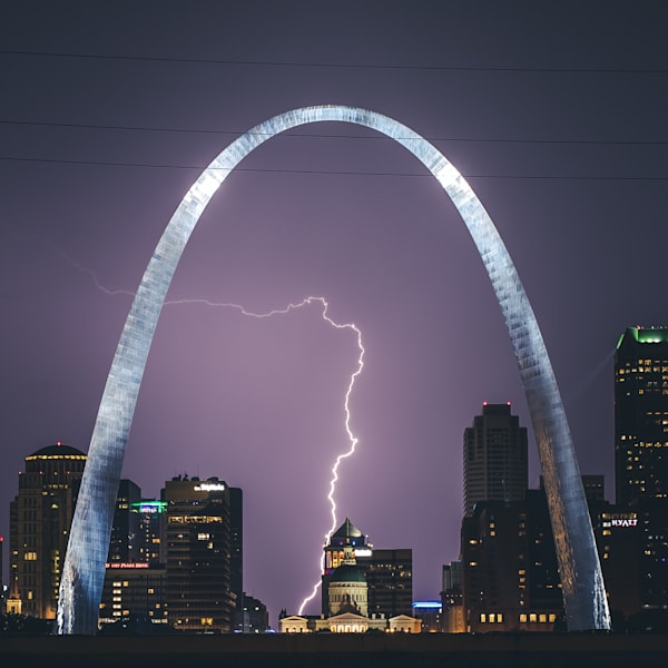 Lightning at the Gateway Arch in St. Louis