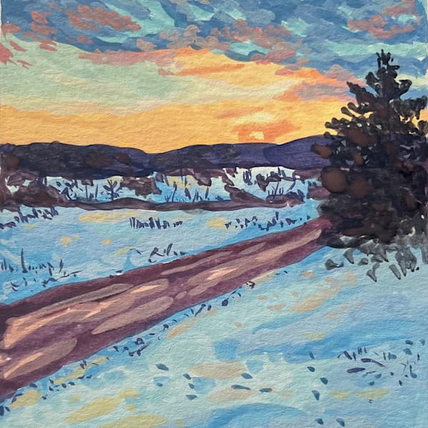 Sunset and Sunrise Gouache Series