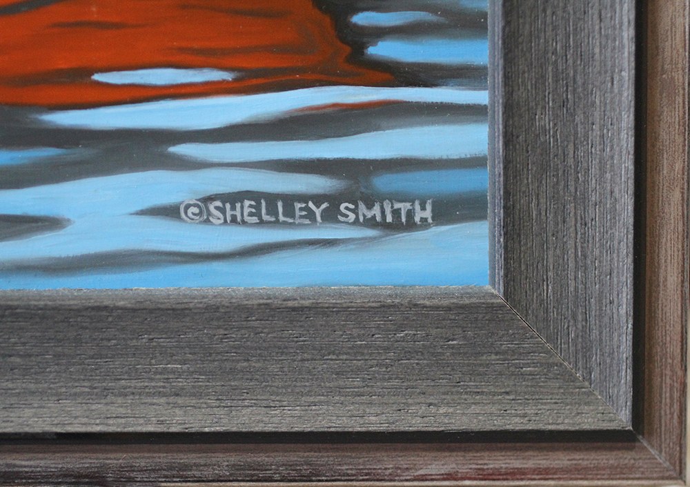 Rockport Massachusetts Two Dinghies Orange and Blue Signature Close-Up Shelley Smith