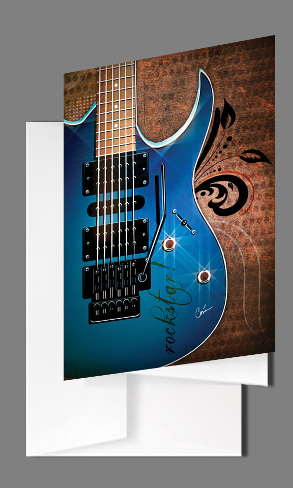 Rockstar Guitar Greeting Card Set of 5