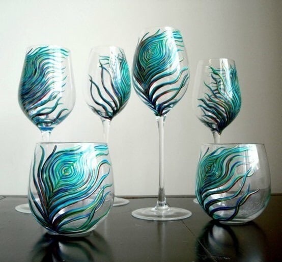 Peacock Wine Glass