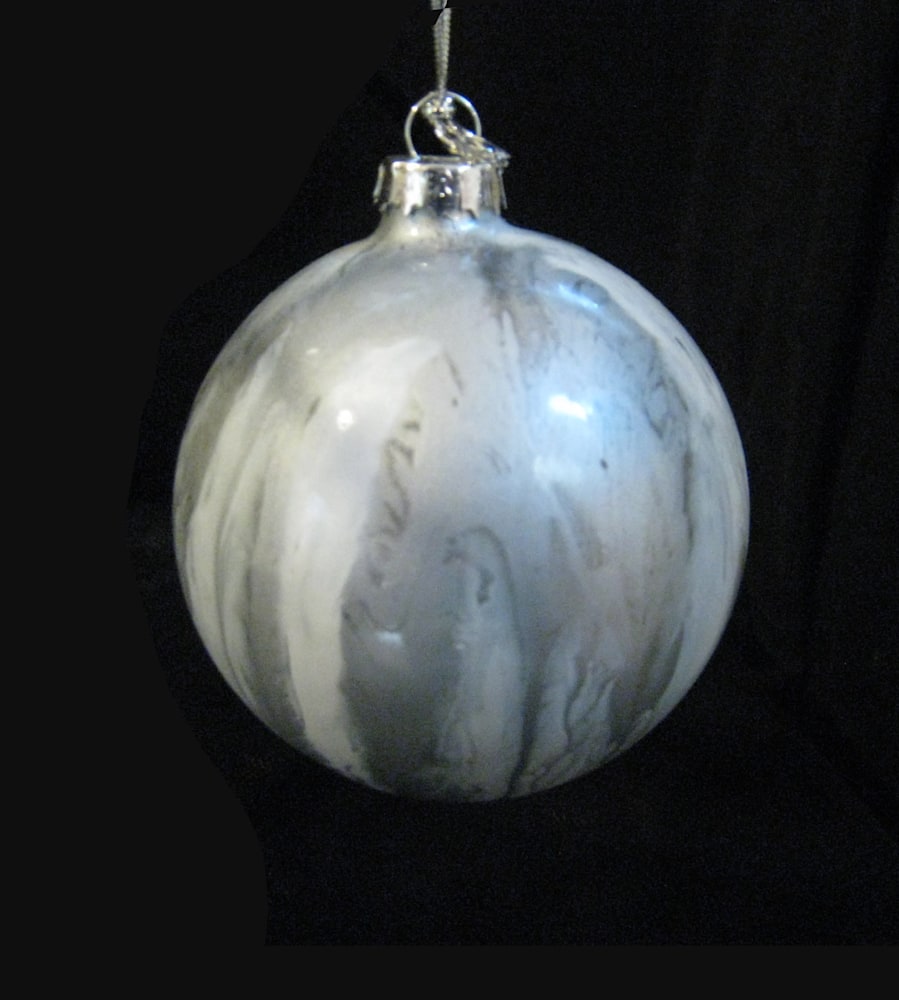 Silver & White Hand Painted Ornament A Fine Finish