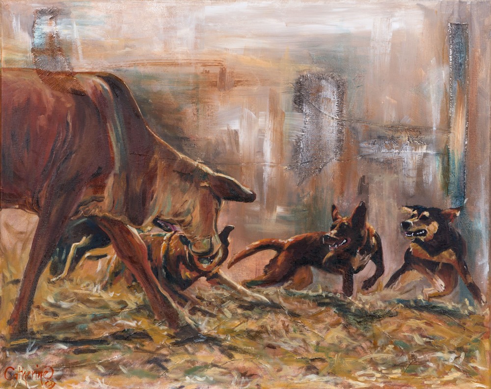 C CLARK DOWDEN 007 Tussle Cow V Dogs