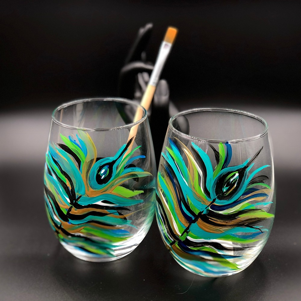 Peacock Wine Glass