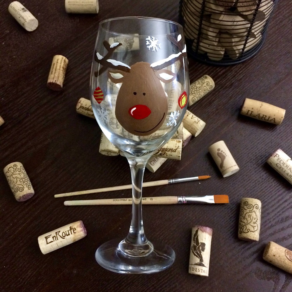 This fun Red Nose Rudolph wine glass is the perfect holiday display piece  or for you holiday drinking festivities.