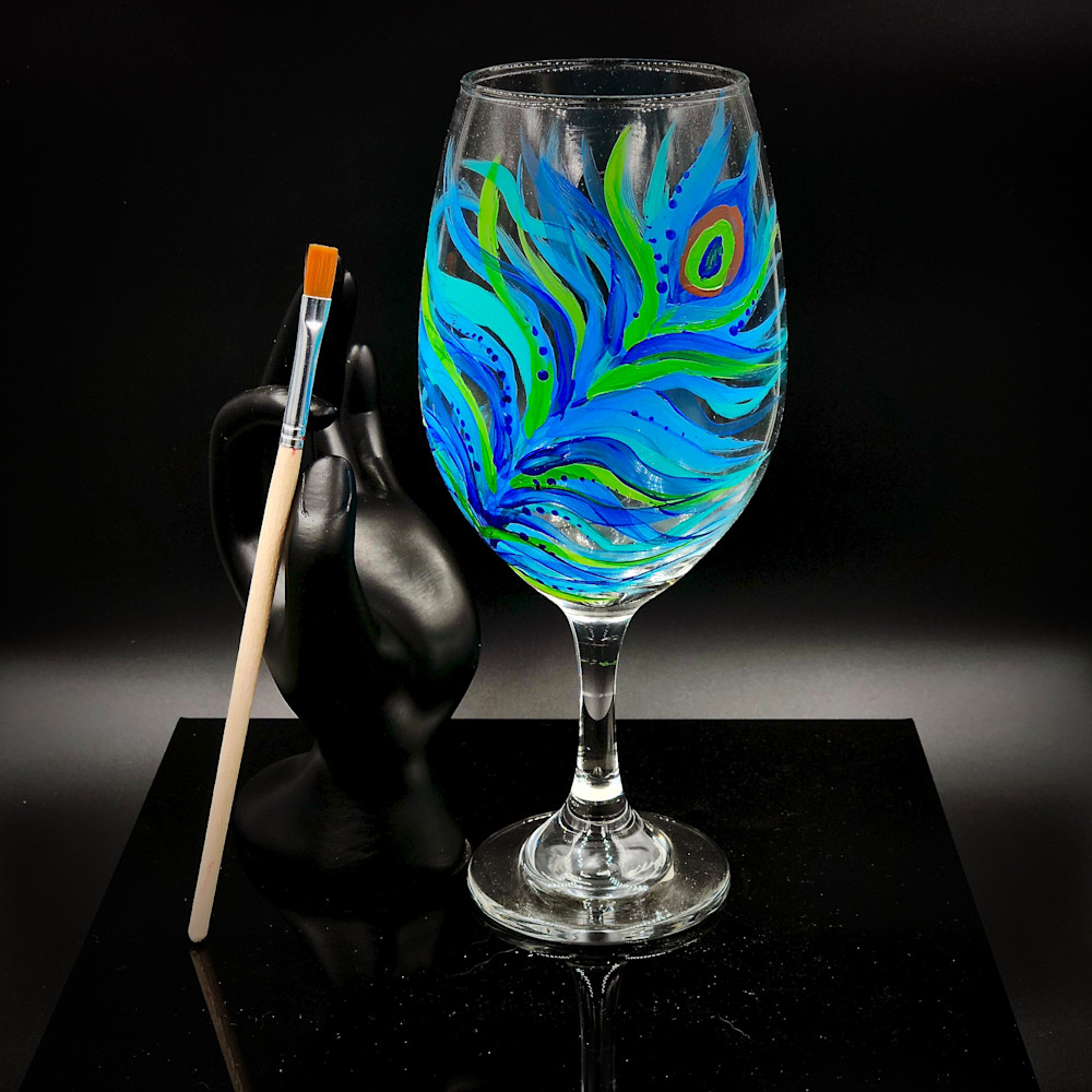 Peacock Feather Wineglass
