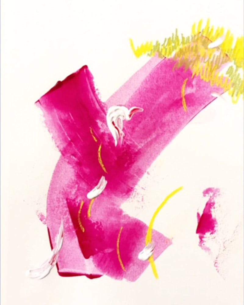Pink Heart Abstract Painting On An Archival Paper By Artist Deepa