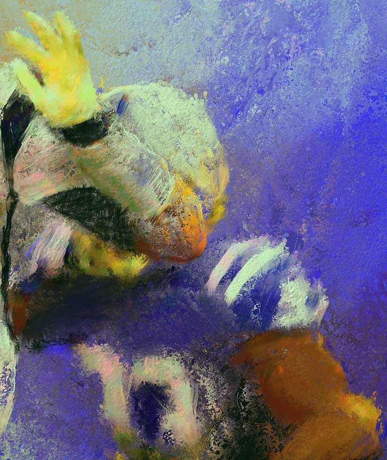 Sports Artist Mark Trubisky's painting of Tom Brady.