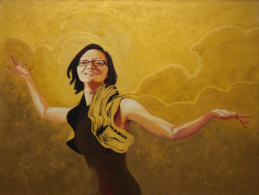 Marie Hines Cowan Original Oil On Canvas Painting Nike In A Party