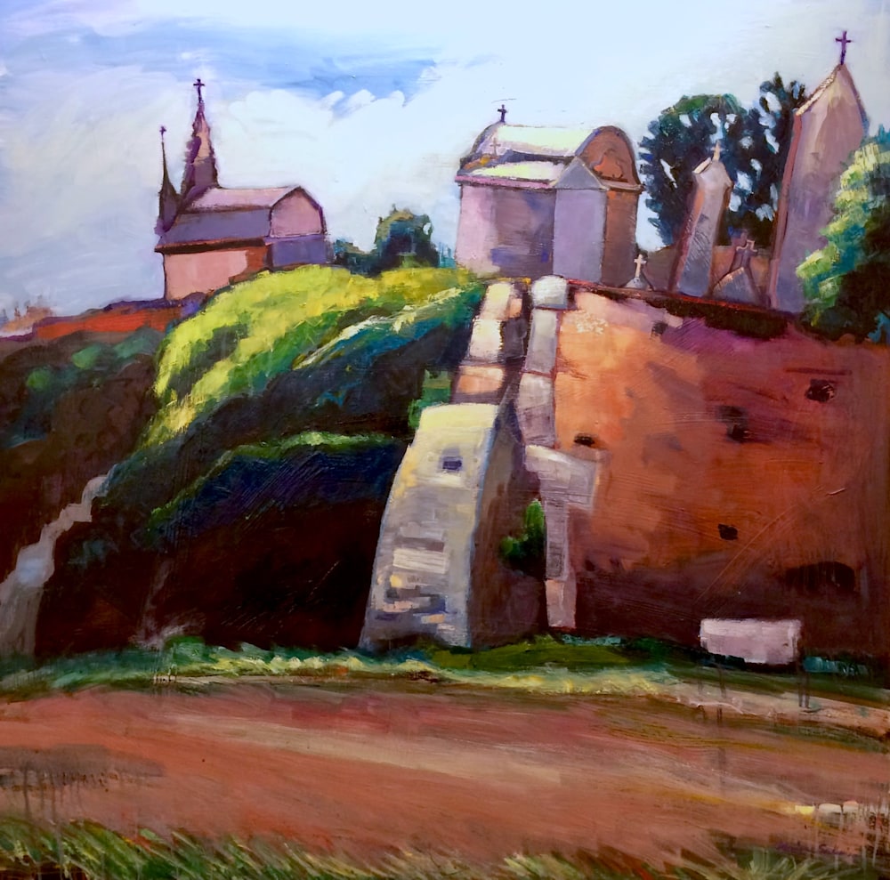 Provence Rousillion Cemetary, Oil and Mixed media on panel, 36x36