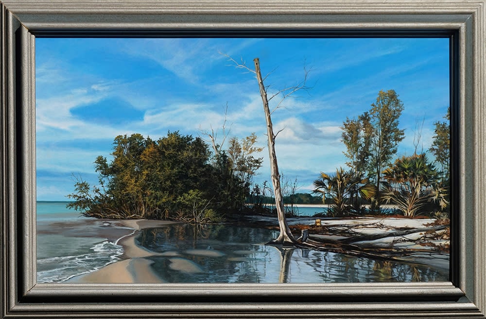 Kevin Grass Island Shore framed Acrylic on panel painting