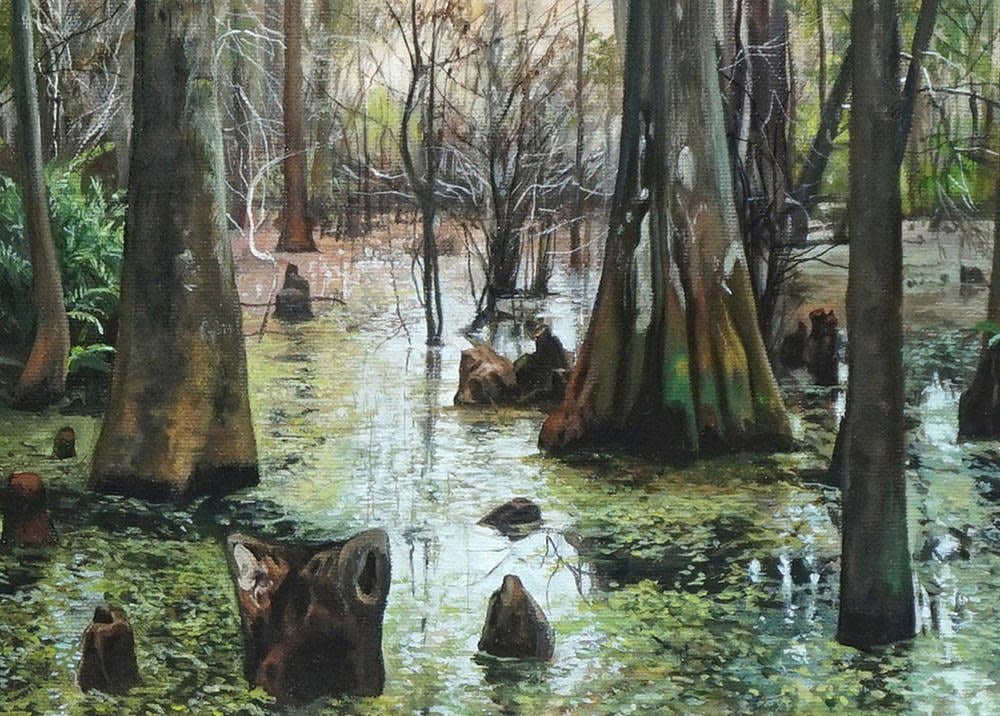 Kevin Grass Nicholas's Swamp detail Acrylic on canvas painting