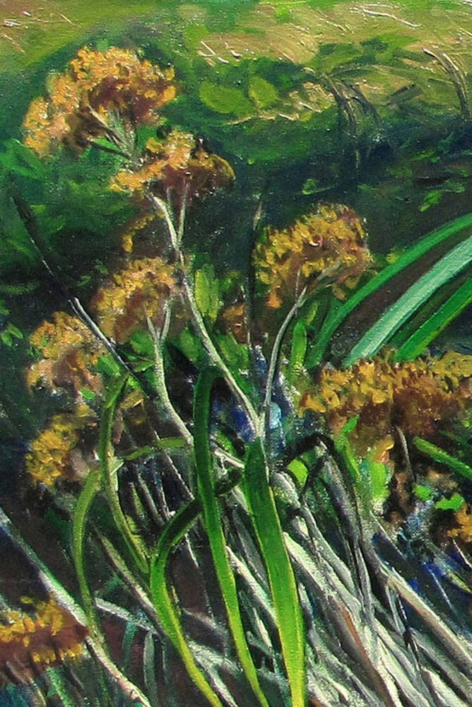 Kevin Grass Wildflowers detail Oil on canvas painting