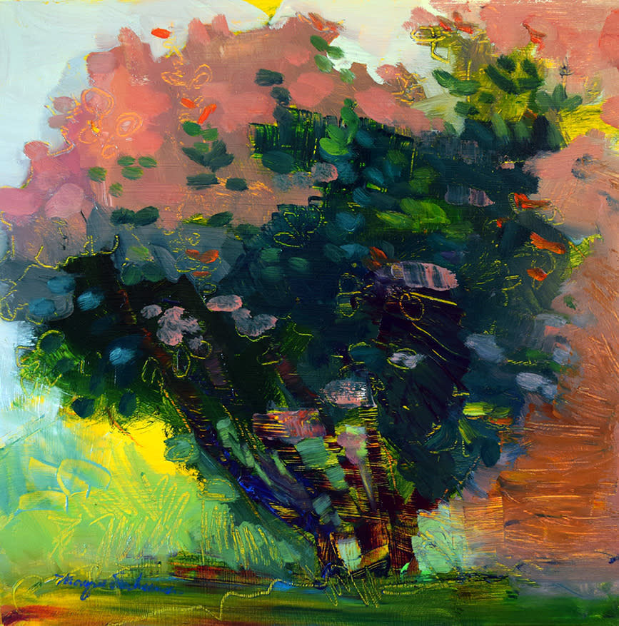 Stunning Plein Air Oil Where Your Glory Dwells 92 Pink Smoke Tree