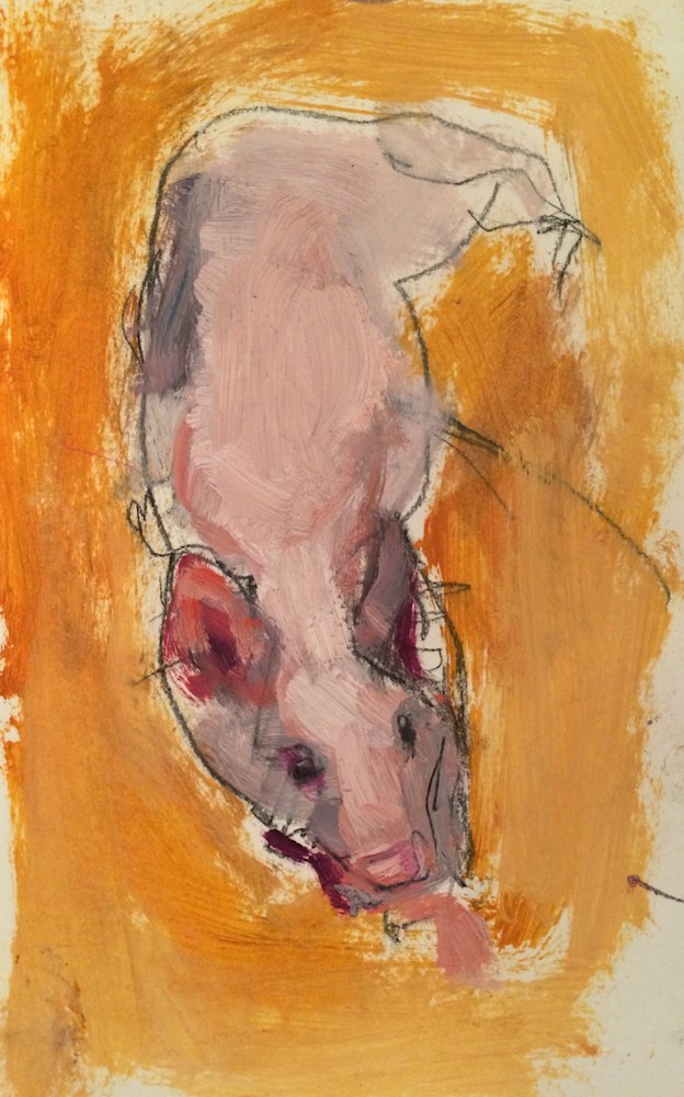 Pink Millie 2, Oil on Paper, 8x5
