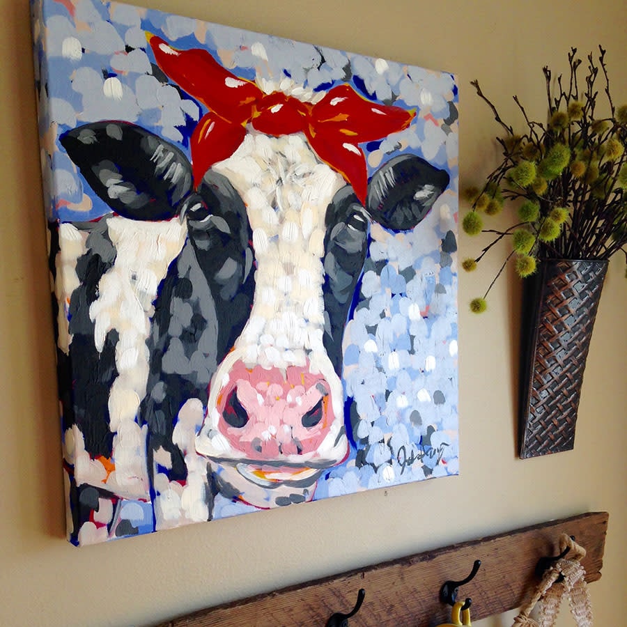 Jodi Augustine Original Acrylic Painting Of A Cow Named Bessie