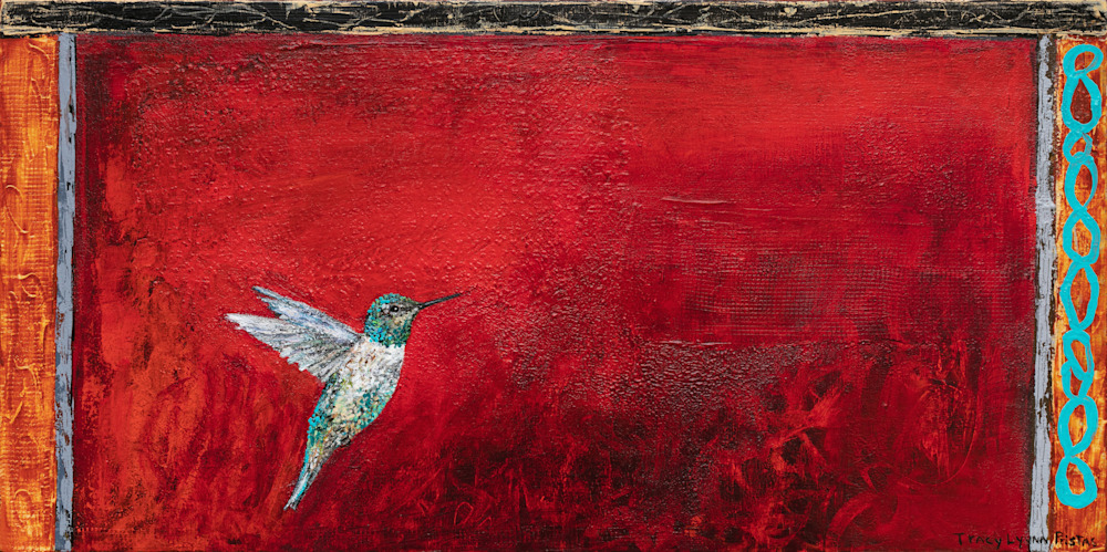 Glitter Grandeur Red Hummingbird Art Tracy Lynn Pristas