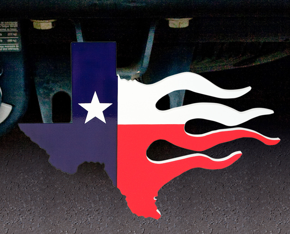 マラソン限定！ポイント5倍 Texas Flag on Solid Metal Texas Shaped Metal Hitch Cover 