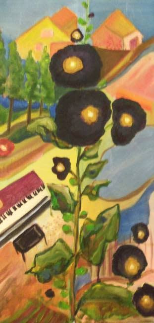 Black Hollyhocks  Piano art