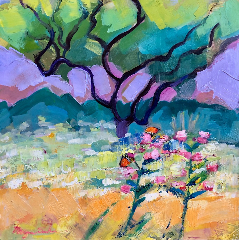 Beautiful Butterfly Joys 2 Plein Air Expressionist Oil Painting