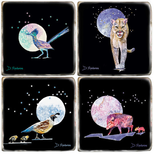 Southwest Animals Spirit Animal Marble Coaster Set