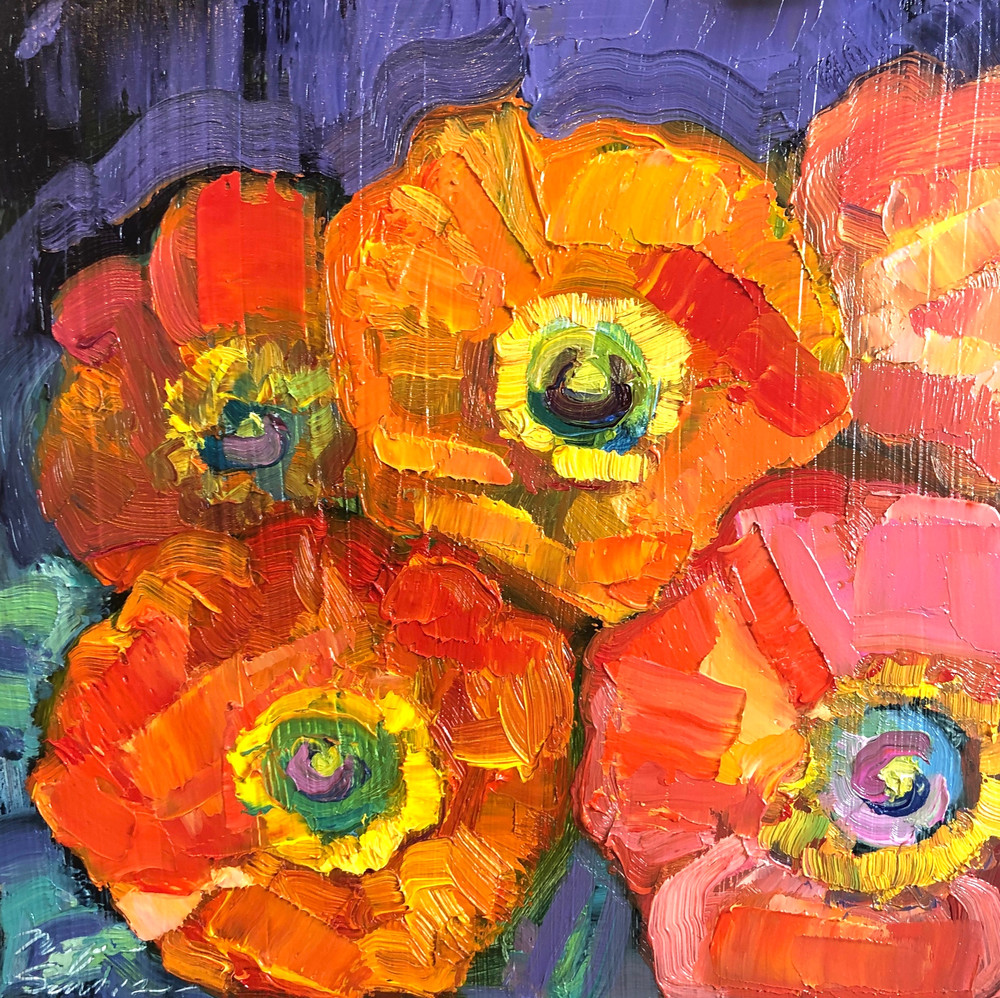 Still Life With Poppies 2, Oil, 6x6