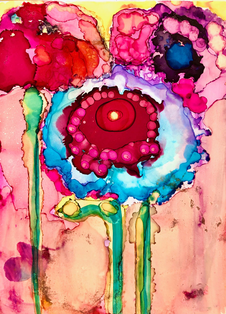 Heaven Glory Carriers 8 Poppies, alcohol ink yupo, 7x5 (1)