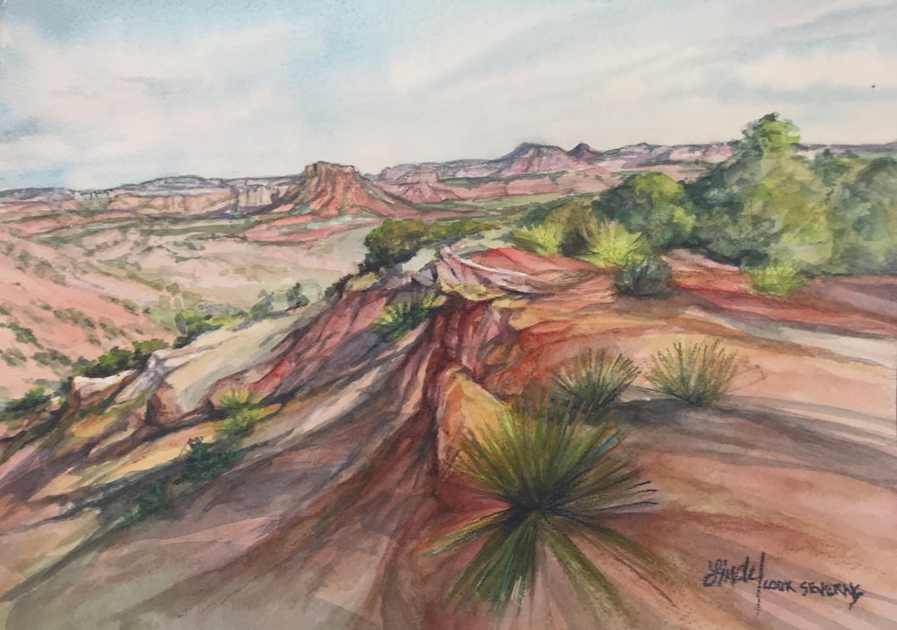 Canyon Heat 9x12 watercolor Lindy Cook Severns