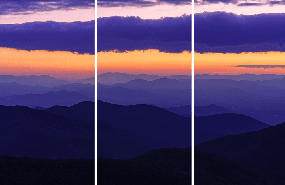 Blue Ridge Mountains, North Carolina Triptych Print