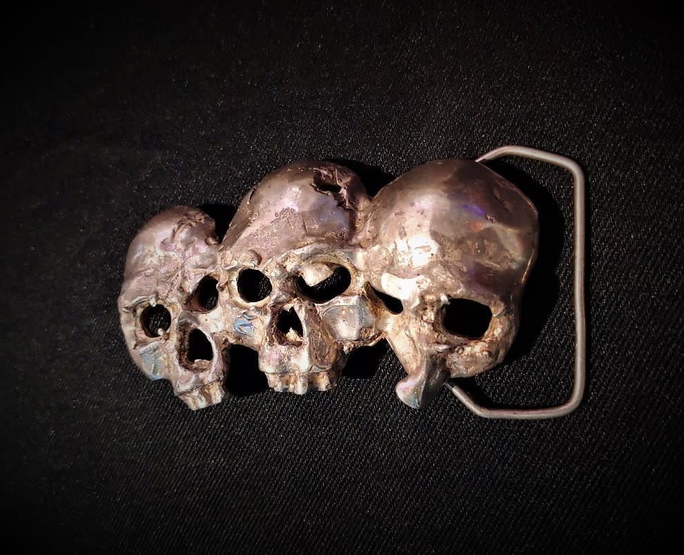 Sterling silver skull belt buckle Clearance
