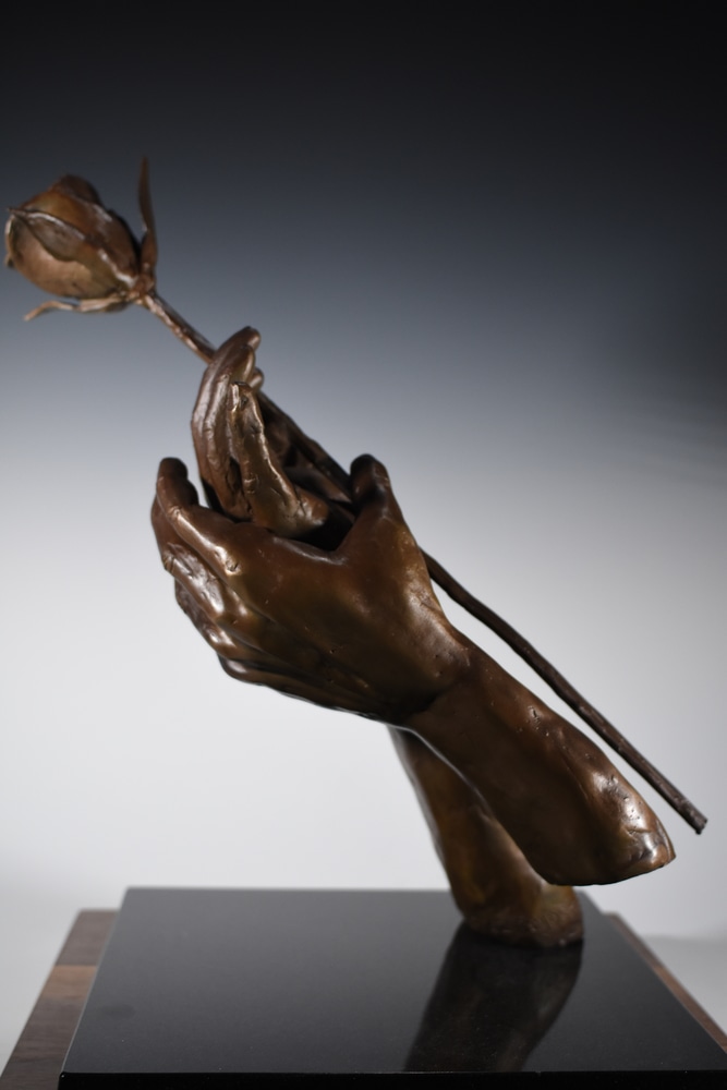The Prayer - Cast Bronze Sculpture by Eduardo Gomez - Left