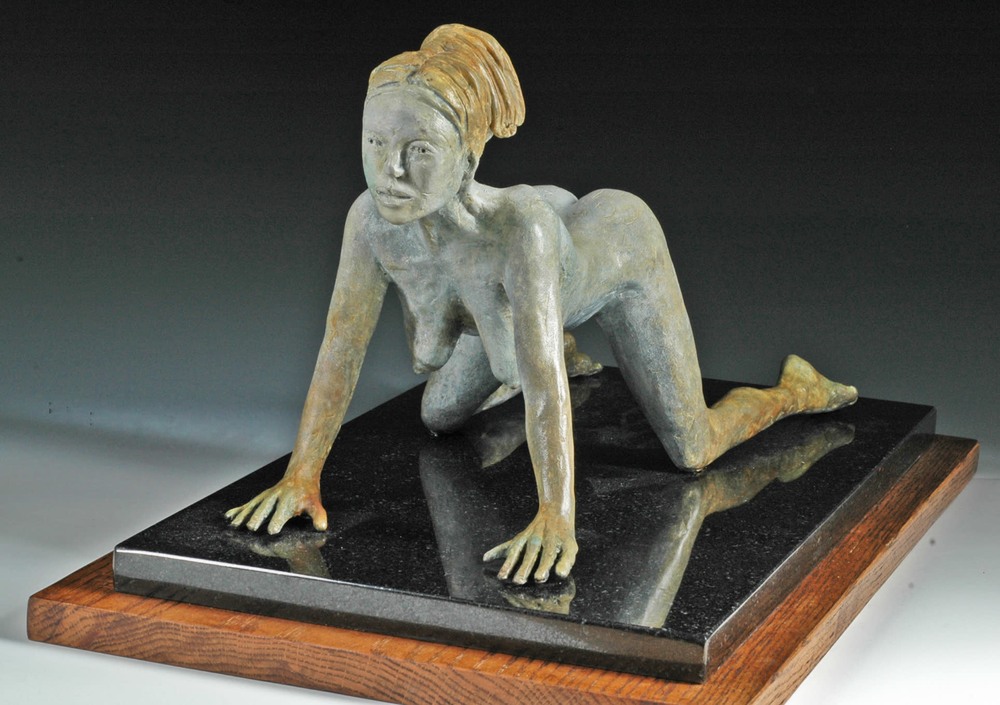 After the Sphinx - Fine art cast bronze female nude