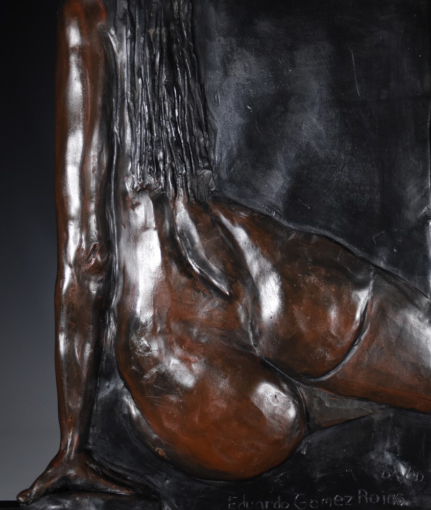 Sitting Figure 1 - Ceramic Relief by Eduardo Gomez