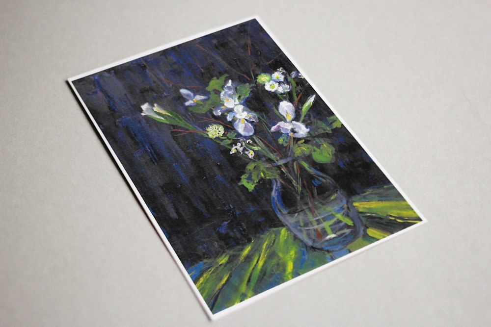 white irises greeting card