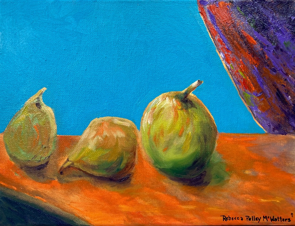 Draped Pears on table