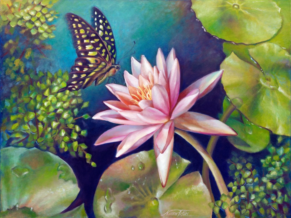 209 Waterlily With Butterfly Large