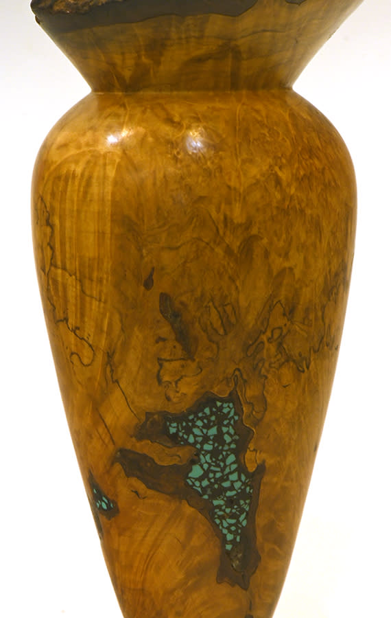 maple vase with turqouise inlay detail