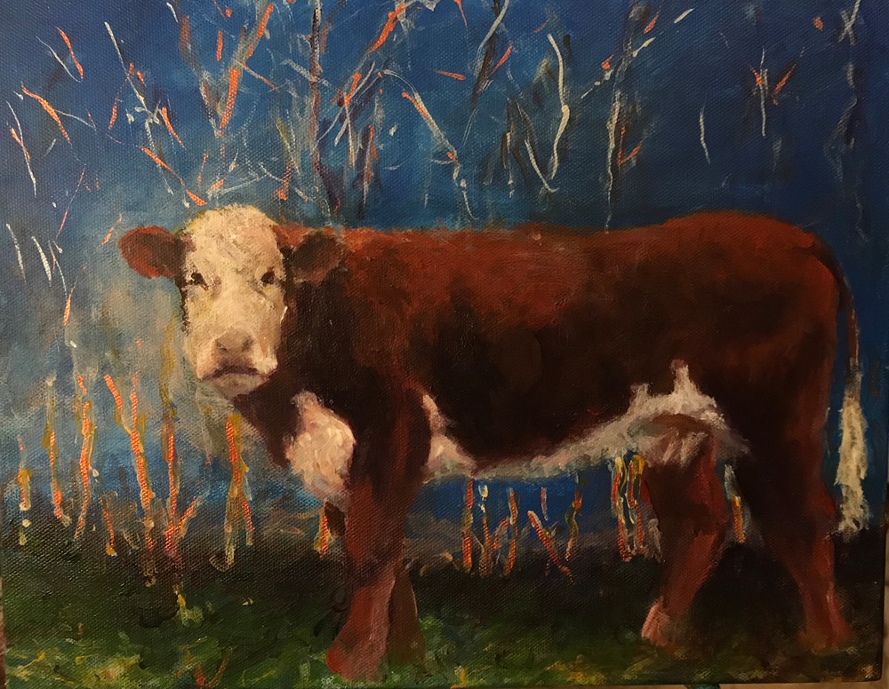 2020 3 20, Have A Cow, Acrylic on Canvas, 11” x 14”