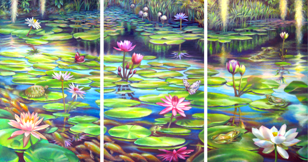 203 Mckee Waterlilies triptych