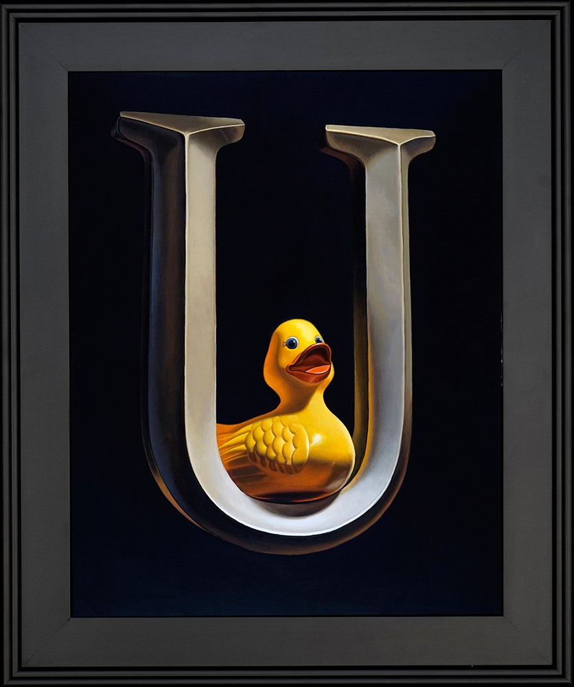 Kevin Grass Duck U Black Frame Acrylic on aluminum panel painting