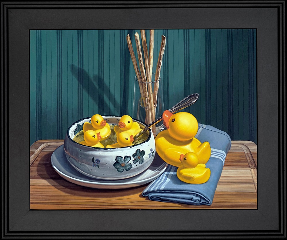 Kevin Grass Duck Soup Black Frame Acrylic on aluminum panel painting