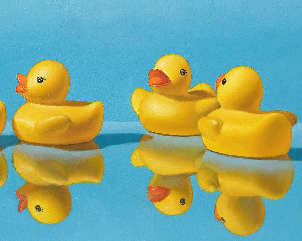 Kevin Grass Getting All Your Ducks in a Row detail Acrylic on aluminum panel painting