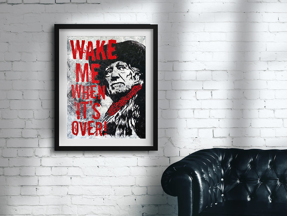 Willie Nelson - "Wake Me When It's Over" Framed Print Lifestyle